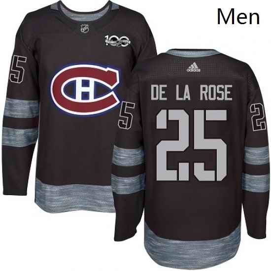 Mens Adidas Montreal Canadiens 25 Jacob de la Rose Premier Black 1917 2017 100th Anniversary NHL Jersey